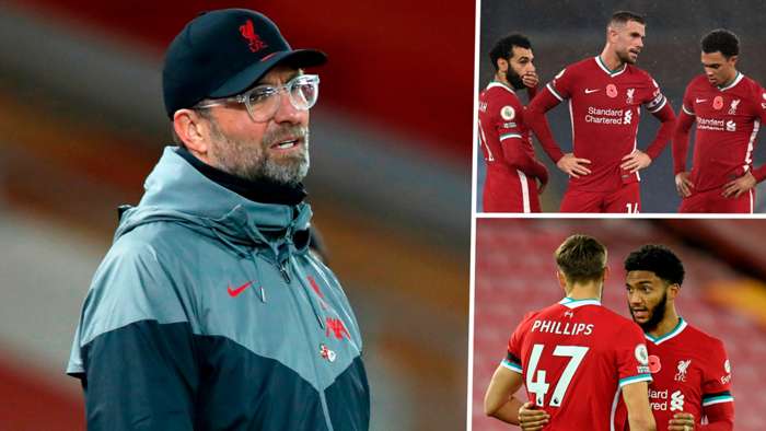 Jurgen Klopp Salah Henderson Alexander-Arnold Gomez Phillips Liverpool