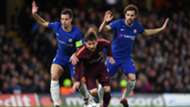 Cesc Fabregas Cesar Azpilicueta Lionel Messi Chelsea Barcelona Champions League