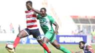 AFC Leopards midfielder Duncan Otieno and Ernest Wendo of Gor Mahia