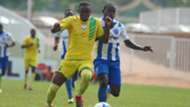 Sakari Daniel of Kakamega Homeboyz v Brian Marita of AFC Leopards.