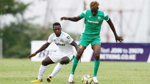 Kenneth Muguna of Gor Mahia vs. Kariobangi Sharks.