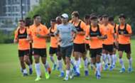 Hong Kong team train for the world cup qualifying match.