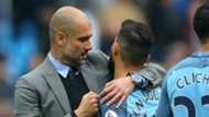 Sergio Aguero Pep Guardiola Manchester City