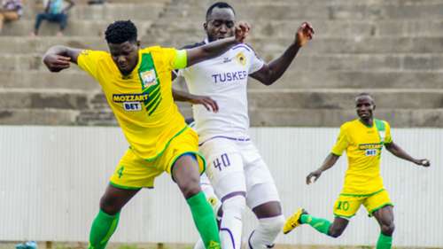 Allan Wanga of Homeboyz and Eugine Asike of Tusker.