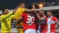 Parma players celebrating Spezia Parma Serie B