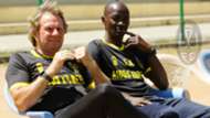 Wazito FC coach Stewart Hall and Fred Ambani.
