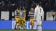 Parma celebrating Juventus Parma Serie A