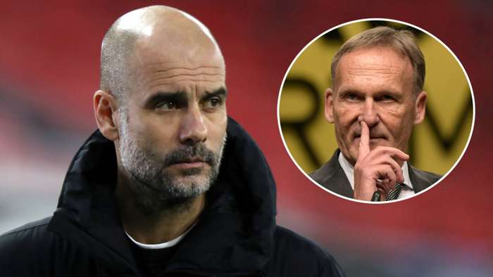 Pep Guardiola Hans-Joachim Watzke Man City Dortmund 2020-21 Pep Guardiola Hans-Joachim Watzke Man City Dortmund 2020-21
