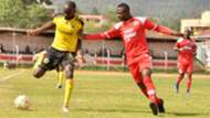 Omar Mbongi of Ulinzi Stars vs Timothy Otieno of Tusker FC.
