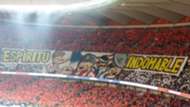 Pancarta en el Metropolitano, Atlético de Madrid vs Real Madrid