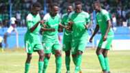 Gor Mahia players with Kevin Omondi.