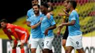 Man City celebrate Raheem Sterling goal at Watford