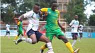 Shami Kibwana of Thika United v Bolton Omwenga of Kariobangi Sharks.