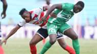Ernest Wendo of Gor Mahia v Simon Ndungu of AFC Leopards