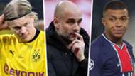 Erling Haaland Pep Guardiola Kylian Mbappe 2020-21