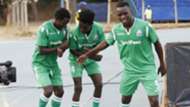 lawrence Juma celebrates with Wellington Ochieng of Gor Mahia