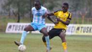 SAAD MUSA of Thika United and HASHIM SEMPALA of Tusker.