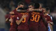 Roma players celebrating against Pescara Serie A 27112016