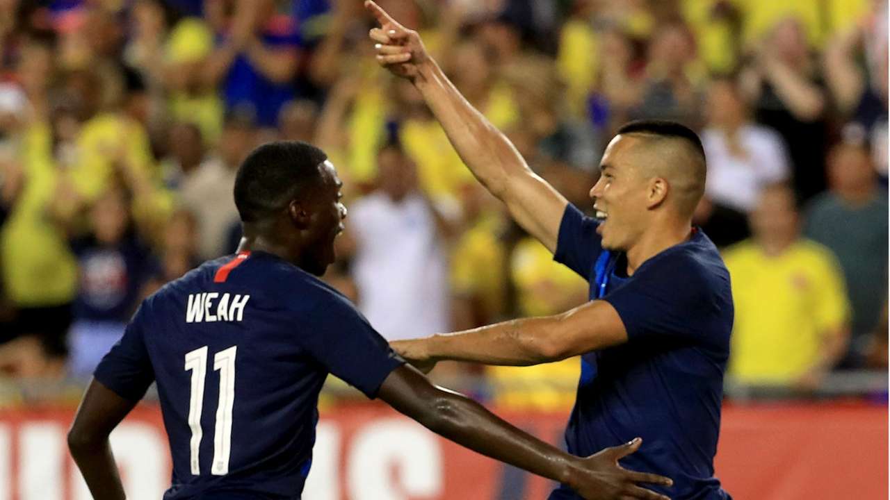 Bobby Wood Tim Weah USA USMNT Colombia 11102018