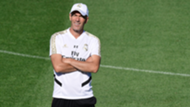 Zinedine Zidane, Real Madrid coach, during a training session in 2019-20 season