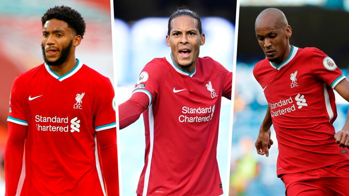 Joe Gomez Virgil Van Dijk Fabinho Liverpool 2020