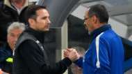Frank Lampard and Maurizio Sarri Chelsea Derby County
