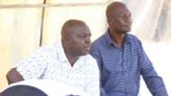 AFC Leopards coach Robert Matano and TM Gilbert Selebwa.