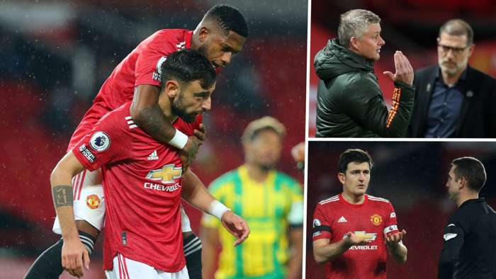 Bruno Fernandes Ole Gunnar Solskjaer Slaven Bilic Harry Maguire Man Utd West Brom GFX