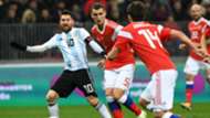 Messi, Viktor Vasin y Georgiy Dzhikiya. Rusia Argentina 11112017