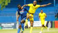Whyvonne Isuza of Wazito FC vs Posta Rangers.