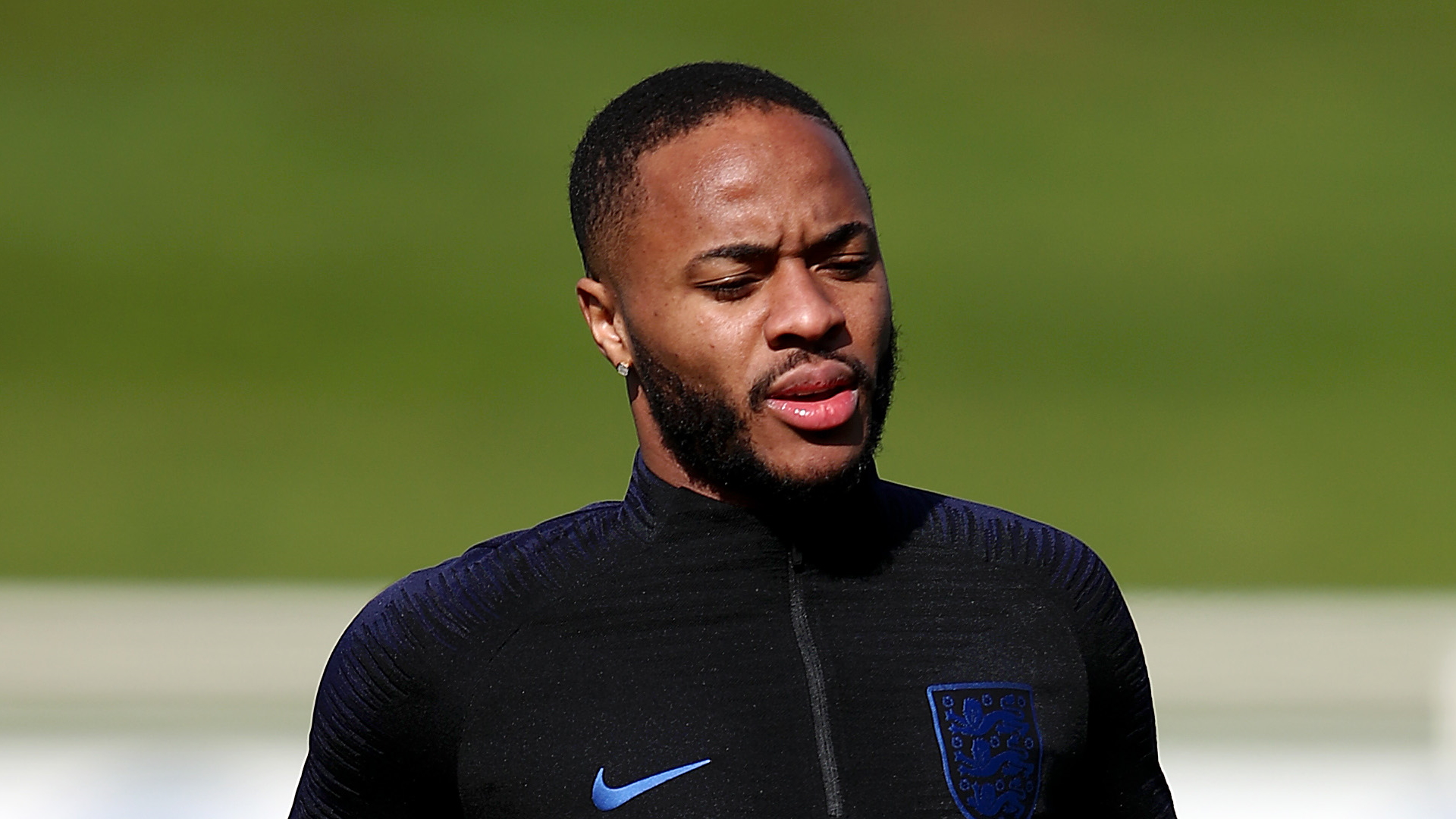 Raheem Sterling outside the England European Qualifier against Montenegro