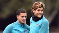 Marcos Alonso Eden Hazard Chelsea 2017-18