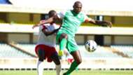 Gibert Osonga of Posta Rangers v Dennis Oliech of Gor Mahia.