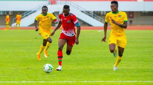 Masoud Juma of Kenya and Harambee Stars vs Togo.