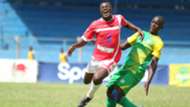 Vincent Odongo of Western Stima v Tom Teka of Kariobangi Sharks.