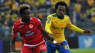 Percy Tau of Mamelodi Sundowns, Guillaume Nicaise Daho of Wydad