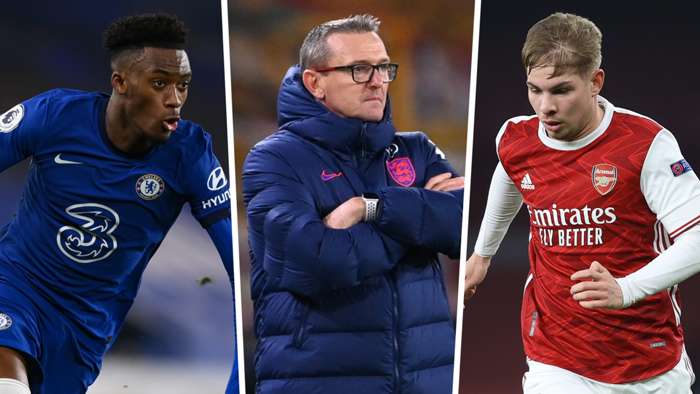 Callum Hudson-Odoi Aidy Boothroyd Emile Smith Rowe Chelsea Arsenal England GFX