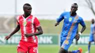 Siyanda Xulu of Maritzburg United challenged by Mame Niang of Royal Eagles