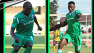 Gor Mahia defender Joash Onyango and Kenneth Muguna.