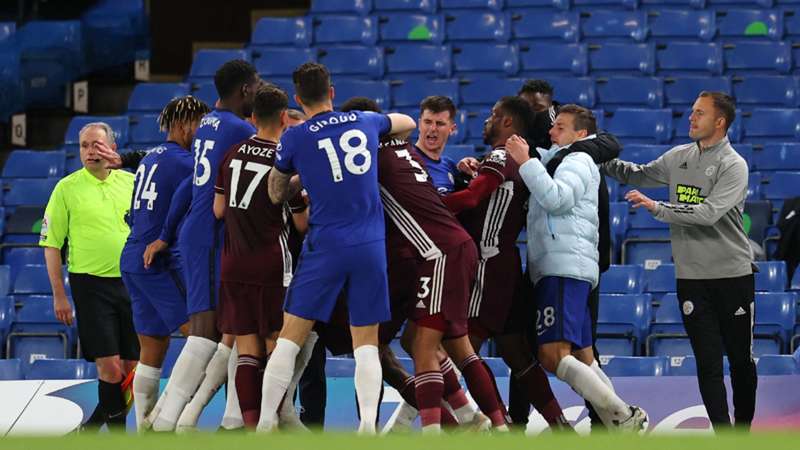 Chelsea & Leicester charged by FA for failing to control players during Premier League clash ...
