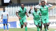 Gor Mahia striker Kenneth Muguna Jacques Tuyisenge and Boniface Omondi v AFC Leopards.
