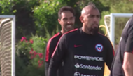111019 Chile training Arturo Vidal Claudio Bravo