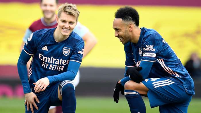 Martin Odegaard Pierre-Emerick Aubameyang Arsenal 2020-21 Martin Odegaard Pierre-Emerick Aubameyang Arsenal 2020-21