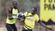 Sammy Okinda saves against Umaru Kasumba of Sofapaka.