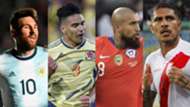 Lionel Messi Radamel Falcao Arturo Vidal Paolo Guerrero Argentina Colombia Chile Peru 2019