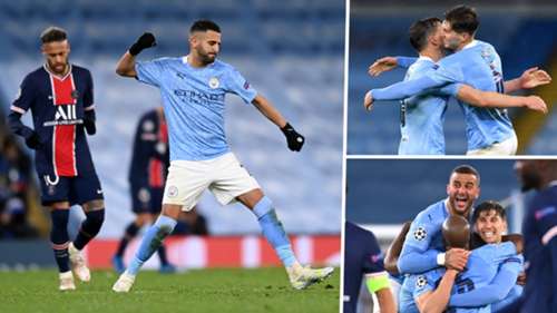 Riyadh Mahrez, John Stones, Kyle Walker, Manchester City, PSG, Champions League, GFX