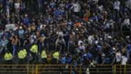 Pelea hinchas de Millonarios