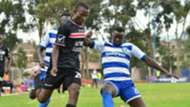 Duncan Otieno of AFC Leopards against Nzoia Sugar player