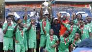 Gor Mahia players with KPL Super Cup trophy.