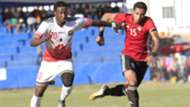 Harambee Stars striker Masoud Juma v Libya.